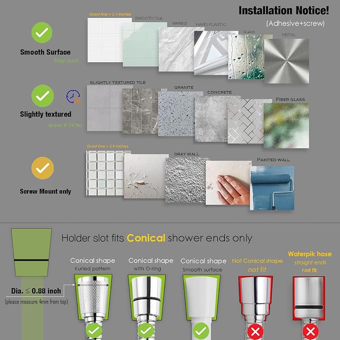Handle held Shower Head Holder Wall Mount -Adjustable in 5 Positions - Image 6