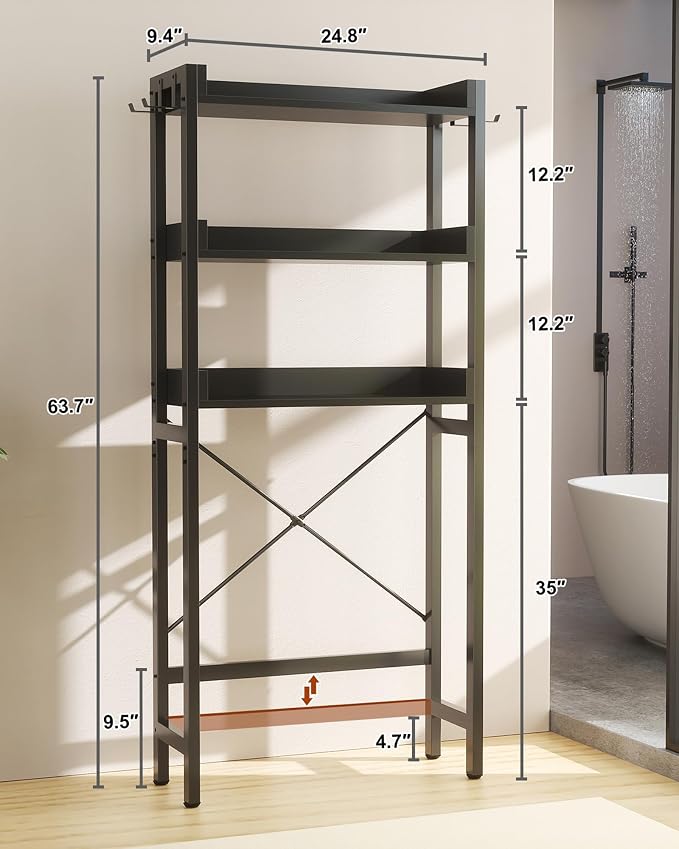 Ecoprsio Over-The-Toilet Storage Rack, 3-Tier Bathroom Organizer Shelf Over - Image 3