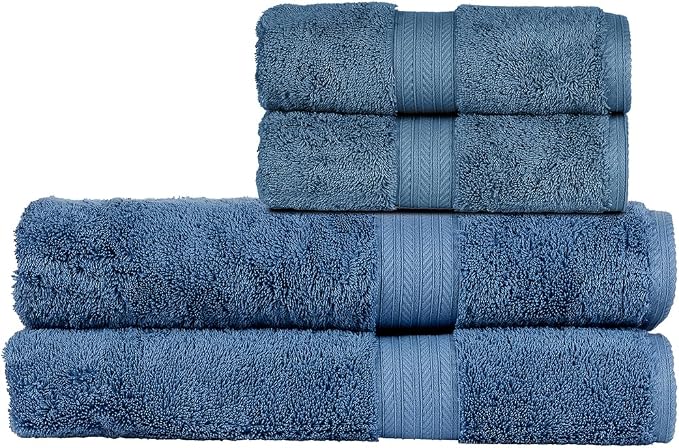 Christy Renaissance 4 Piece Blue Towel Set | 100% Egyptian Cotton | Luxury by Christy