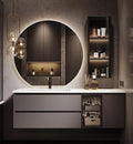 56" Bathroom Vanity with Sink, Modern Bathroom Vanity Include LED Smart Round by Unknown