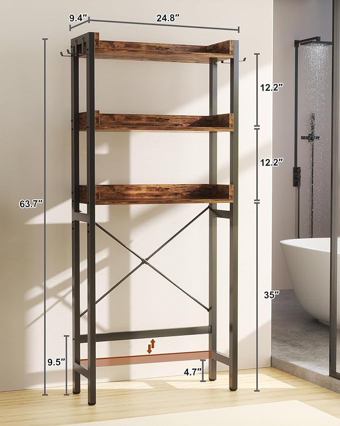 Ecoprsio Over-The-Toilet Storage Rack, 3-Tier Bathroom Organizer Shelf Over - Image 3