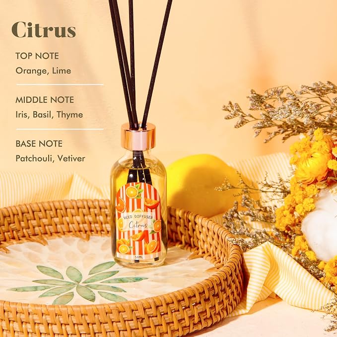 Reed Diffuser Set of 3 Pack, Linen Vanilla Citrus Scented Oil Diffuser - Image 2