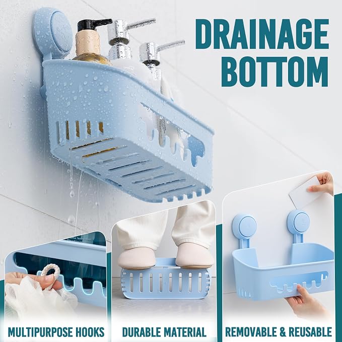TAILI Shower Caddy Suction Cup 2 Pack, Heavy Duty Bathroom Organizer, Removable - Image 3