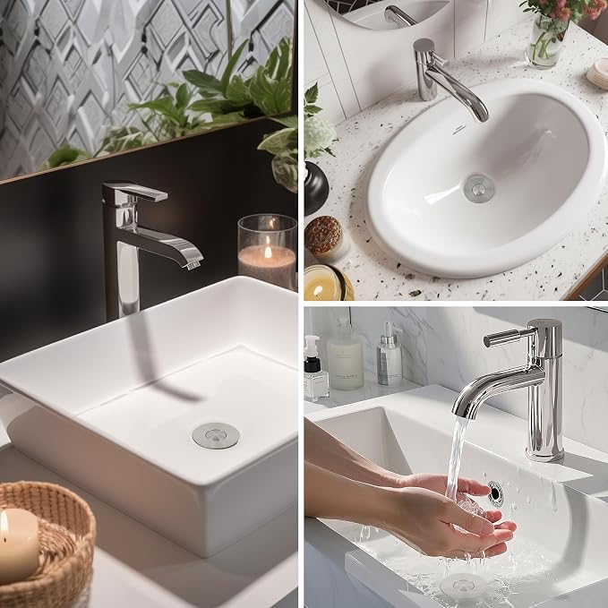 Hibbent 2 Pack Upgraded 3 in 1 Bathroom Sink Drain Strainer, Universal Pop Up - Image 9
