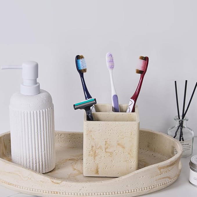 Natural Travertine Textures Toothbrush Holders - Image 4