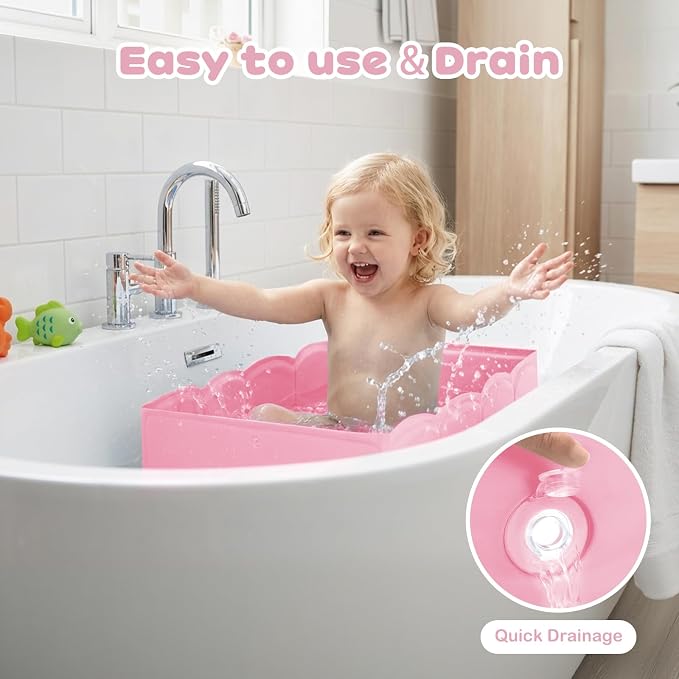 Collapsible Baby Bathtub for Shower, Reinforced Structure Infant Foldable Bath - Image 4