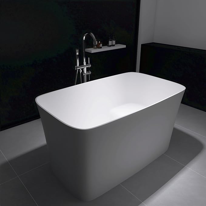 47" Japanese Soaking Freestanding Bathtub, Stone Resin Deep Soaking Bathtub - Image 2