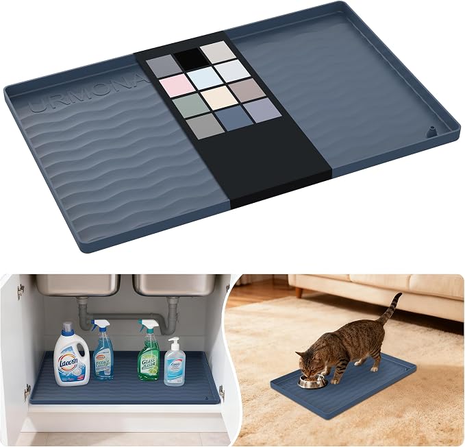 URMONA Waterproof Silicone Under Sink Mat 25'' x 22'' Shelf Liner by URMONA