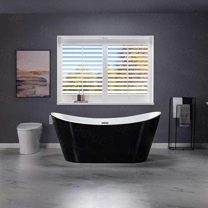 WOODBRIDGE 67" Acrylic Freestanding Bathtub Contemporary Soaking Tub - Image 3