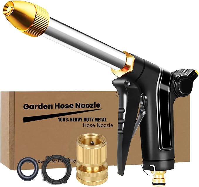 Garden Hose Nozzle, Upgraded Heavy Duty Metal Hose Sprayer Nozzle by Unknown