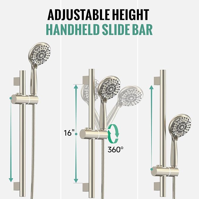 SR SUN RISE 12 Inch Rain Shower System, High Pressure Shower Heads and Handheld - Image 7