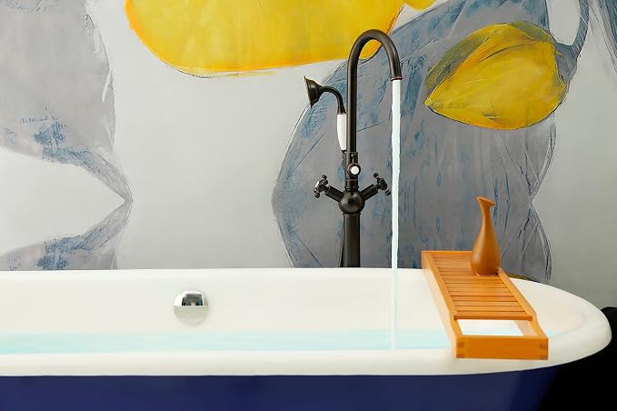 SITGES Solid Brass Freestanding Bathtub Faucet, Bathroom Floor Mount Tub Filler - Image 3