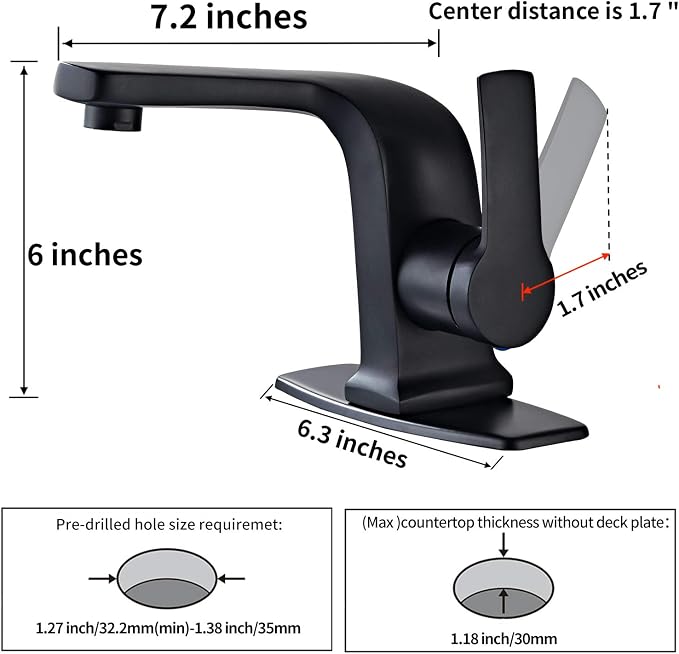 Modern Black Bathroom Faucet, Single Handle Commercial Bathroom Sink Faucet - Image 4