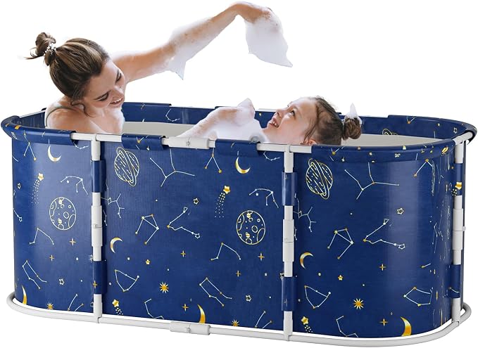 Portable Tub for Adults, Large Collapsible Foldable Bathtub 56in Length by ZTGD