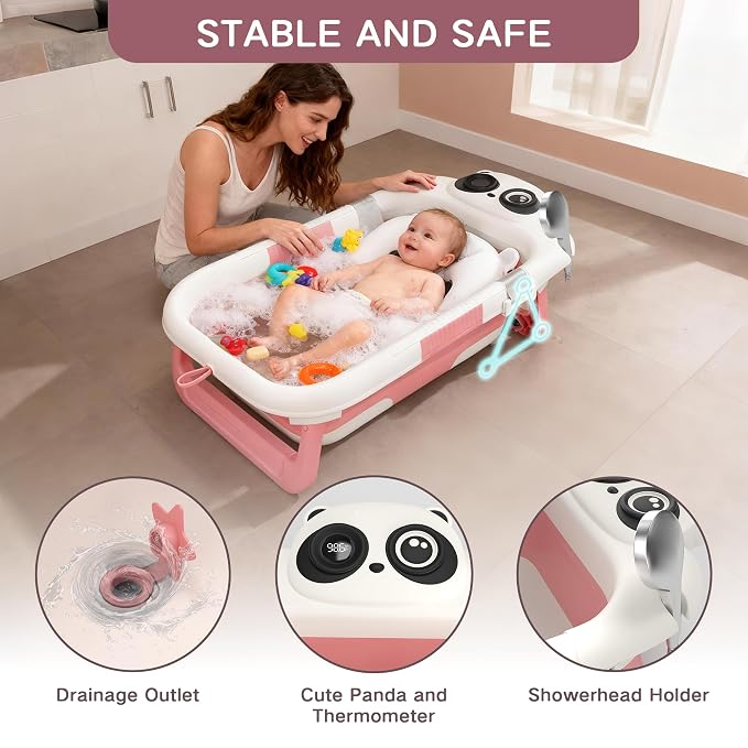 Collapsible Baby Bathtub for Newborn to Toddler, Portable Baby Bath Tub for - Image 4