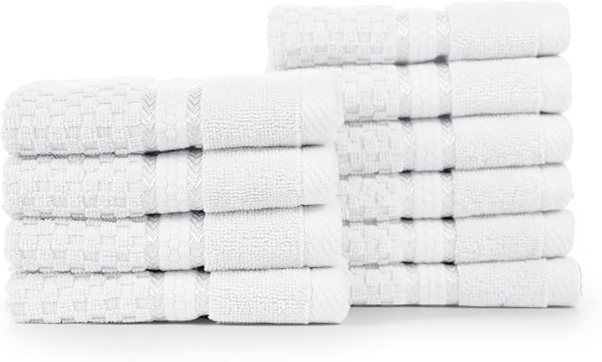 Ample Decor Christmas White Wash Cloth Set of 10 100% Cotton - Image 6