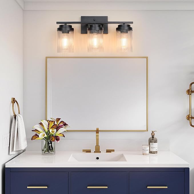 Black Bathroom Light Fixtures 3 Light Vanity Light Over Mirror - Image 7