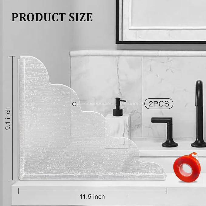 2 PCS Shower Splash Guard for Tub Corner, Self-Adhesive Shower Guards to Keep - Image 2