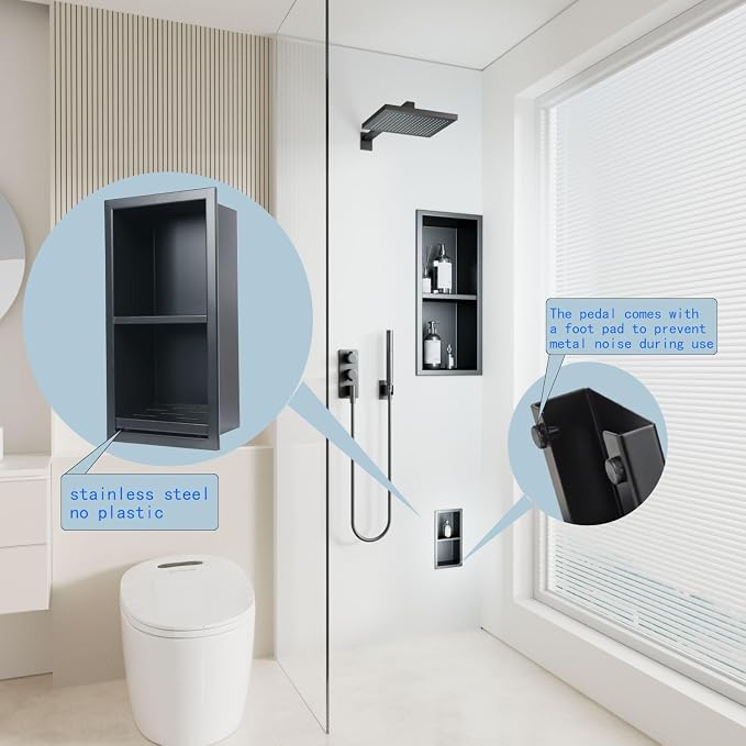 Shower Foot Rest for for Shaving Legs, Double Bathroom Selves Niche Insert for - Image 5