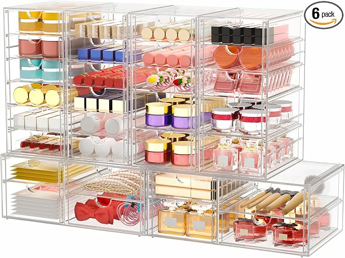 Makeup Organizer Storage with 30 Drawers, Desk Organizers, Dustproof Drawer and by shoeboxesanddeskorganizers