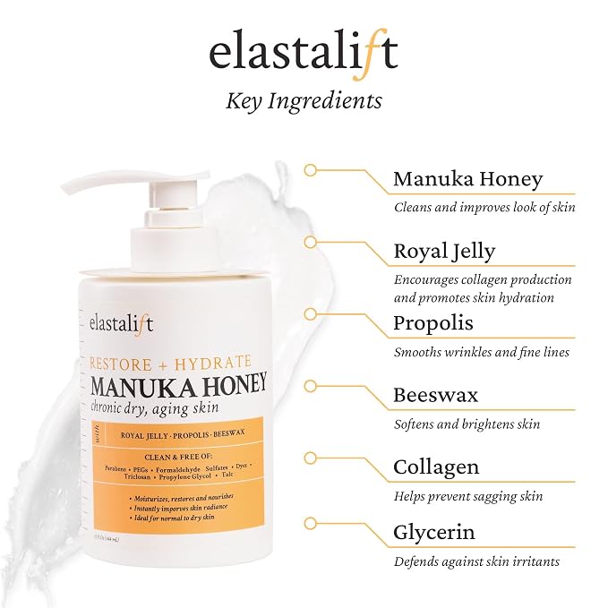 Elastalift Collagen Cream + Manuka Honey Cream Body Lotion & Face Moisturizer - Image 2