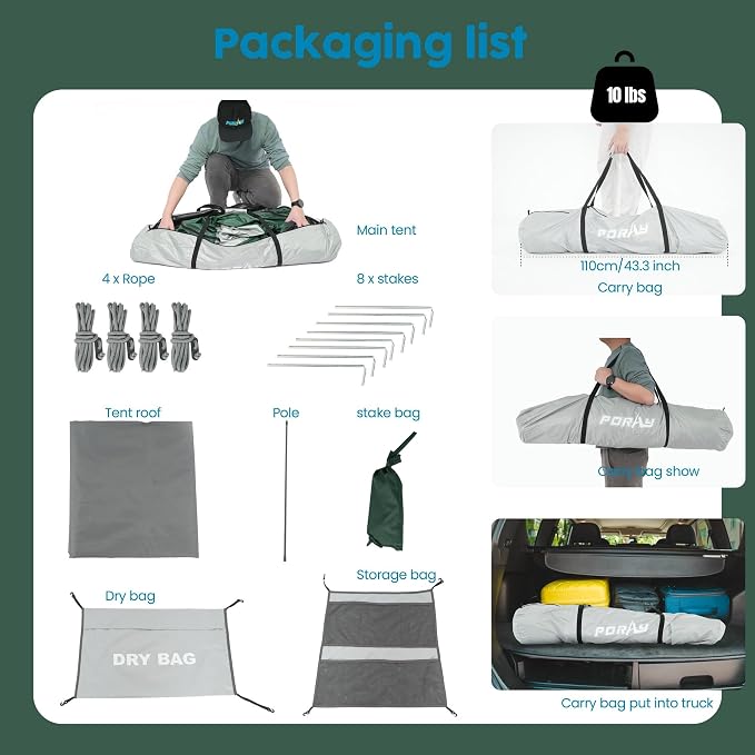 Camping Shower Tent Deluxe Changing Room Easy Set Up Privacy Shelter, Large - Image 8