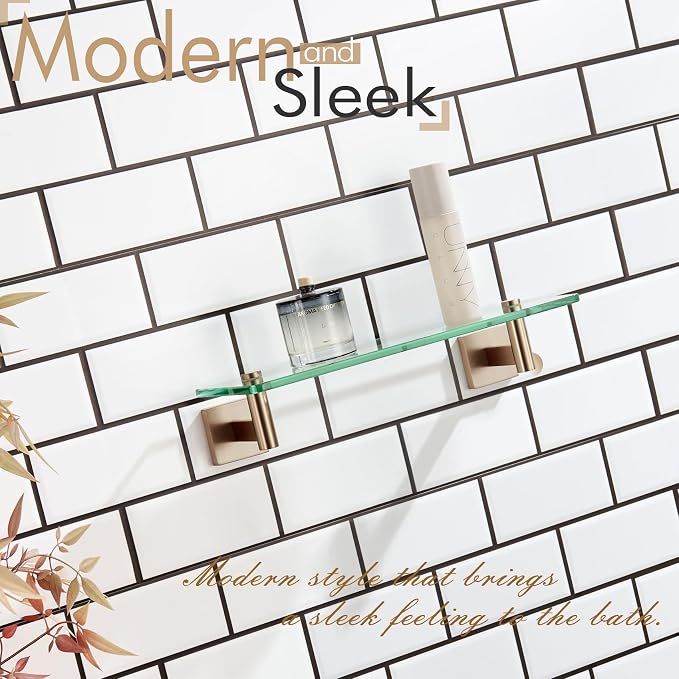 KOKOSIRI Wall Shelves Bathroom Hardware Glass Floating Shelf 12-Inch - Image 12