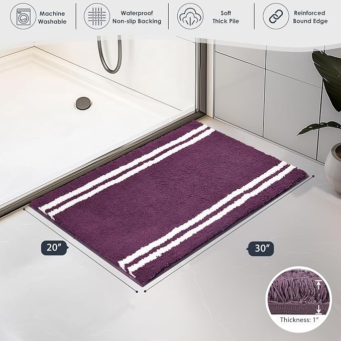 PURRUGS Bathroom Rug Non-Slip Machine Washable 20" x 30", Super Absorbent and - Image 7