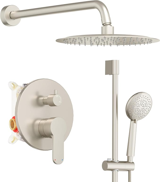 Gabrylly Shower System Brushed Nickel, Slide Bar Shower Faucet Set by GABRYLLY