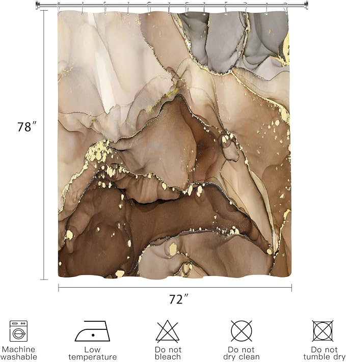 Long Shower Curtain 72 x 78 Inch, Tall Abstract Marble Shower Curtains - Image 6