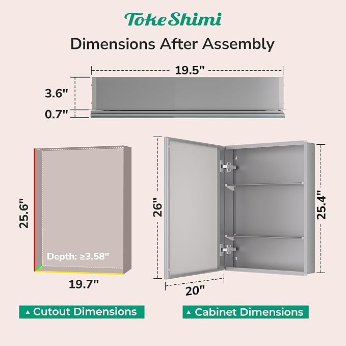 TokeShimi 20x26 Medicine Cabinet Mirror - Image 2