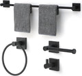 Bathroom Accessories Set Matte Black Towel bar Set, 4 Piece Towel Rack Set by Designchangeslife