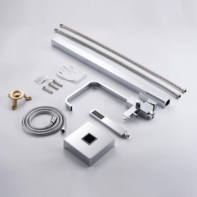 Freestanding Tub Filler Bathtub Faucet Chrome Waterfall Floor Mount Single - Image 7