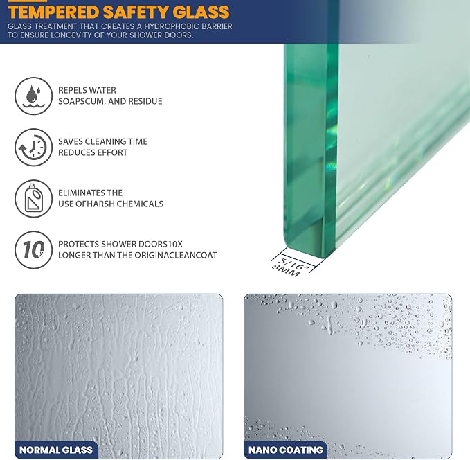 Glass Shower Door Screen, Simple Single Panel - Image 5