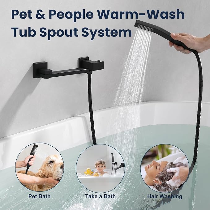 Wall Mount Bathtub Faucet Set Included 180°Swivel bathroom Tub Filler faucets - Image 5