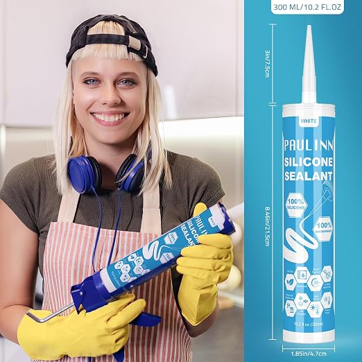 PAULINN Silicone Caulk White, 100% Silicone Sealant Waterproof - Image 4