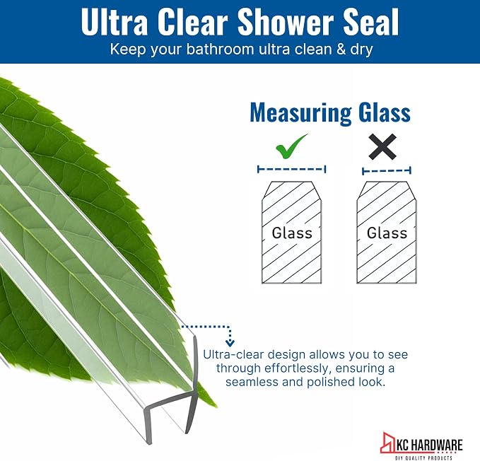 CBW Frameless Shower Door Side Seal Strip H-Type 180 Degree 85'' Length - Image 5