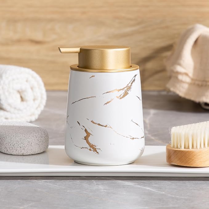 Enra Hand Foaming Gold Soap Dispenser, 12 oz Ceramic Foam Soap Dispenser - Image 8