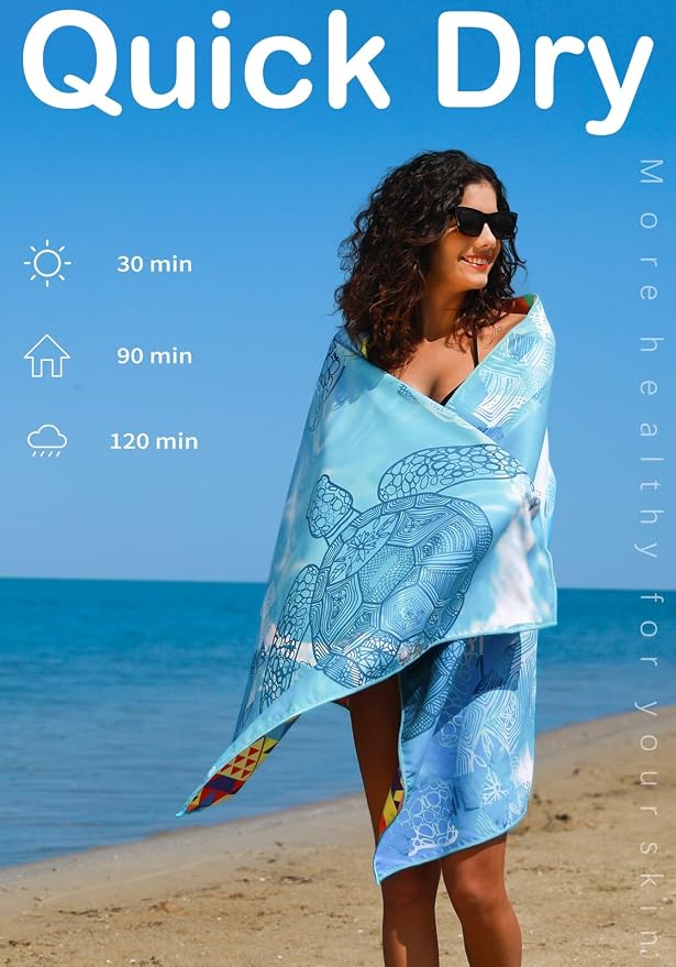 6 Pack Microfiber Lightweight Beach Towel Sand Free Quick Dry Absorbent Thin - Image 6