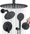 Shower Faucet Set Matte Black Shower System, Round Rain Shower Head and by YMHSOLDR
