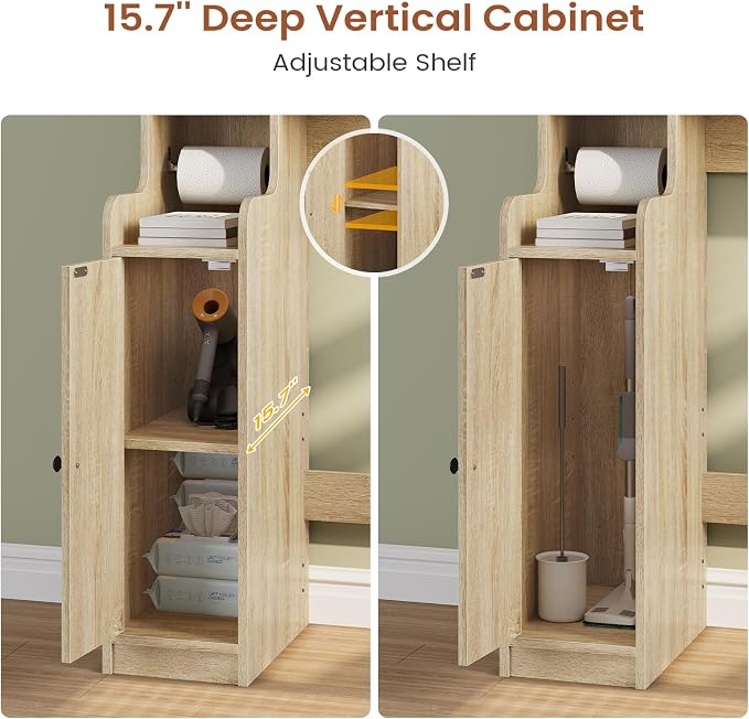 Itaar Over The Toilet Storage Cabinet, Farmhouse Rattan Bathroom Cabinet - Image 7