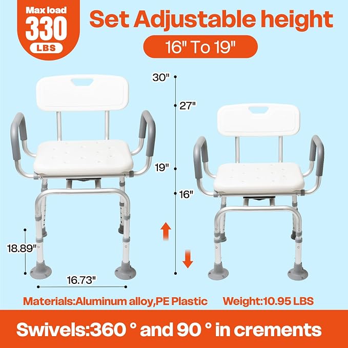 Shower Chair 360° Swivel Shower Chair - Image 2