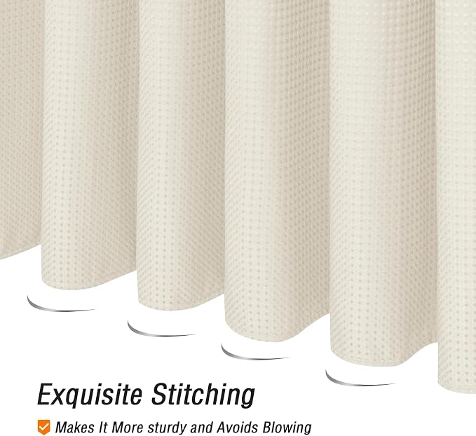 Gibelle Extra Long Shower Curtain 72 x 84, Tall Waffle Weave Textured Fabric - Image 5