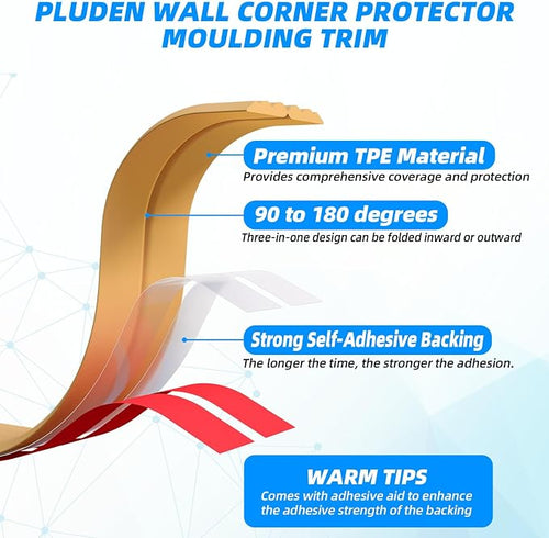 10FT Flexible Wall Corner Protector Moulding Trim, Peel and Stick Inside & - Image 2