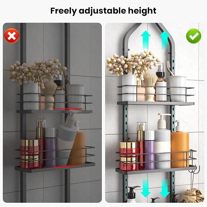 Shower Caddy Hanging, Adjustable Anti-Swing-Over The Shower Head Caddy - Image 4