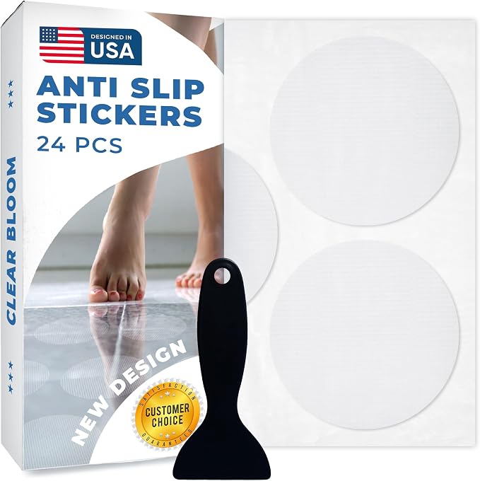 Anti Slip Shower Stickers 24 PCS, Premium Adhesive Bath Tub Stickers by ClearBloom