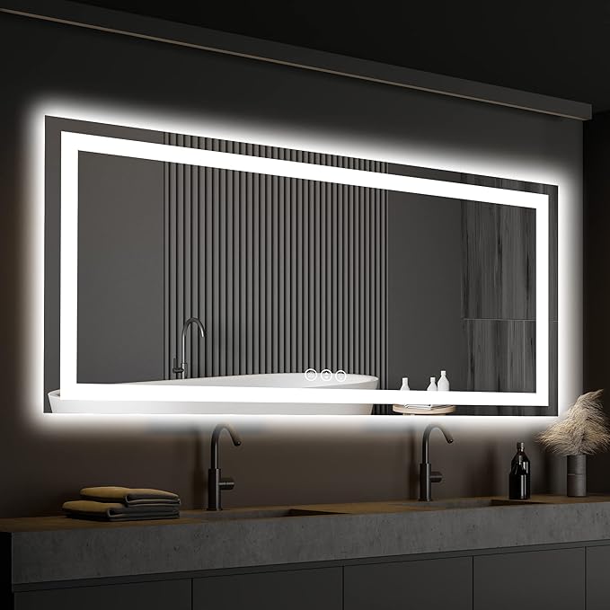 ISKM 55'' x 30'' LED Mirror for Bathroom Lighted Vanity Mirror for Wall Front by ISKM-IStillKeepMovin