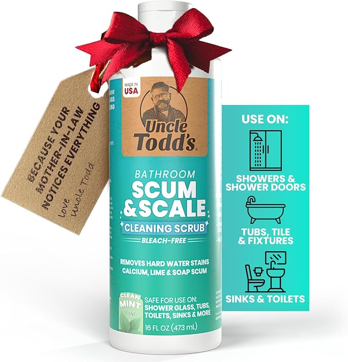 Uncle Todd's Scum & Scale Bathroom Cleaner Hard Water Stain & Soap Scum Remover by UncleTodds