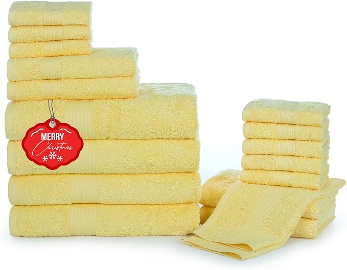 Ample Decor Bathroom Towel Set of 18-4 Hand Towel, 4 Bath Towel, 10 Wash Cloths by AmpleDecor