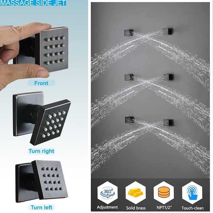 Shower System Oil Rubbed Bronze Shower Faucet Set 12 Inch Wall Mounted Full - Image 9